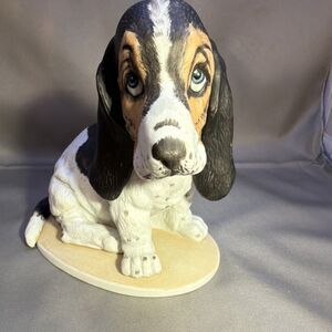 Adorable Sad Eye Basset Hound Figurine - Homco 1983 Masterpiece Porcelain - 5"